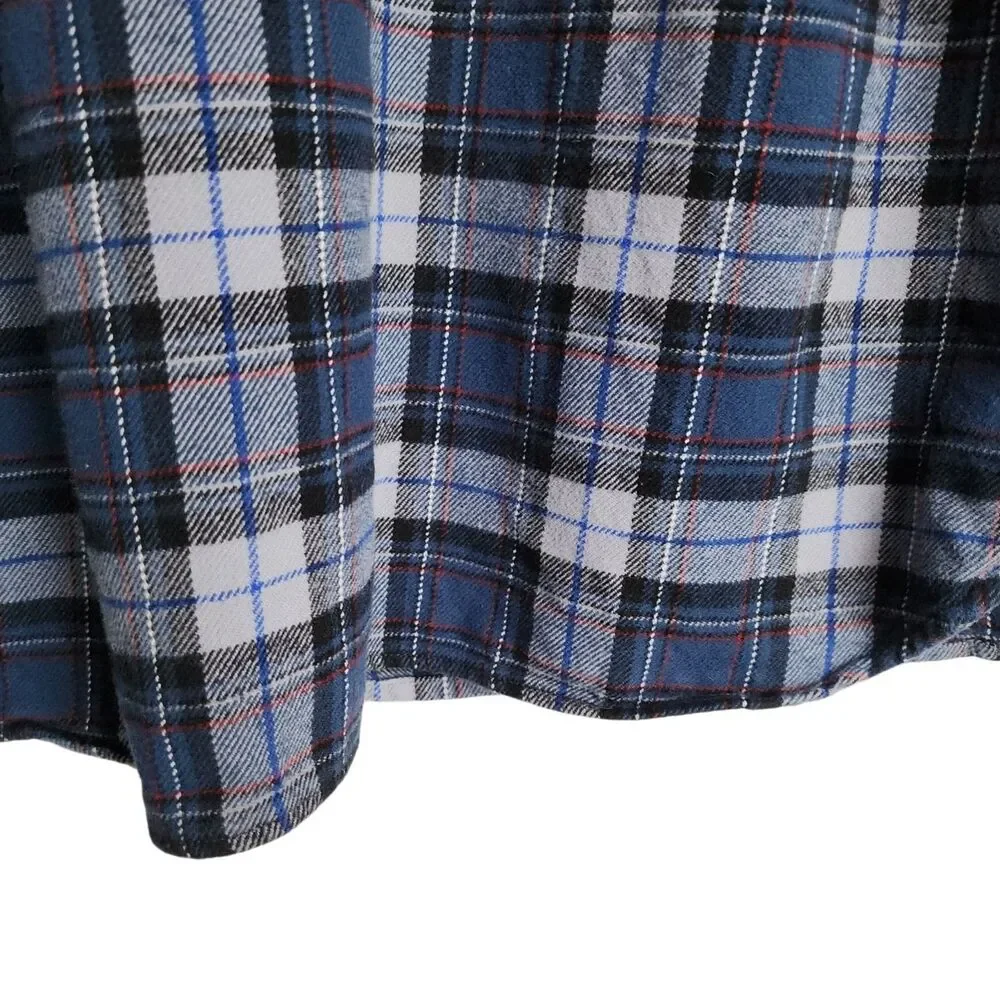 The North Face Flannel Shirt Mens Medium M Blue Gray Plaid Long Sleeve Cotton